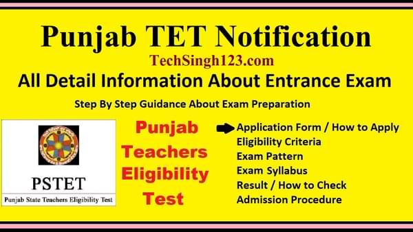 Punjab TET Notification PSTET Recruitment PSTET Application Form