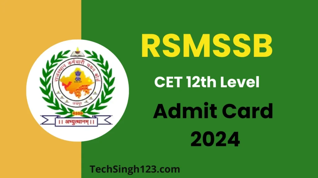 RSMSSB CET 12th Level Admit Card 2024