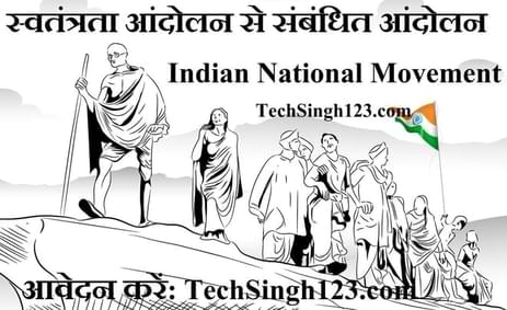 Indian National Movement स्वतंत्रता आंदोलन से संबंधित आंदोलन एवं वर्ष