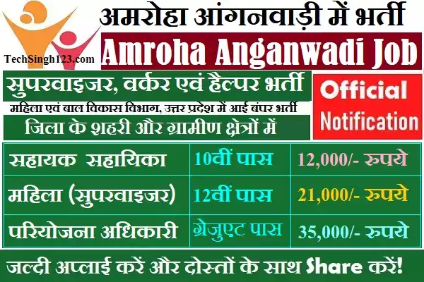 UP WCD Amroha Recruitment Amroha Mahila Bal Vikas Vibhag Bharti